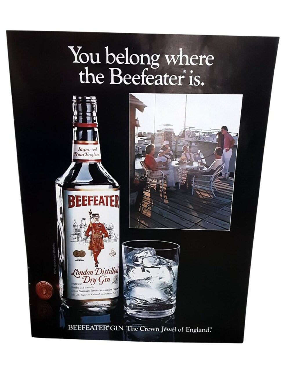Vintage 1983 Beefeater London Dry Gin Print Ad Bar Decor Wall Art